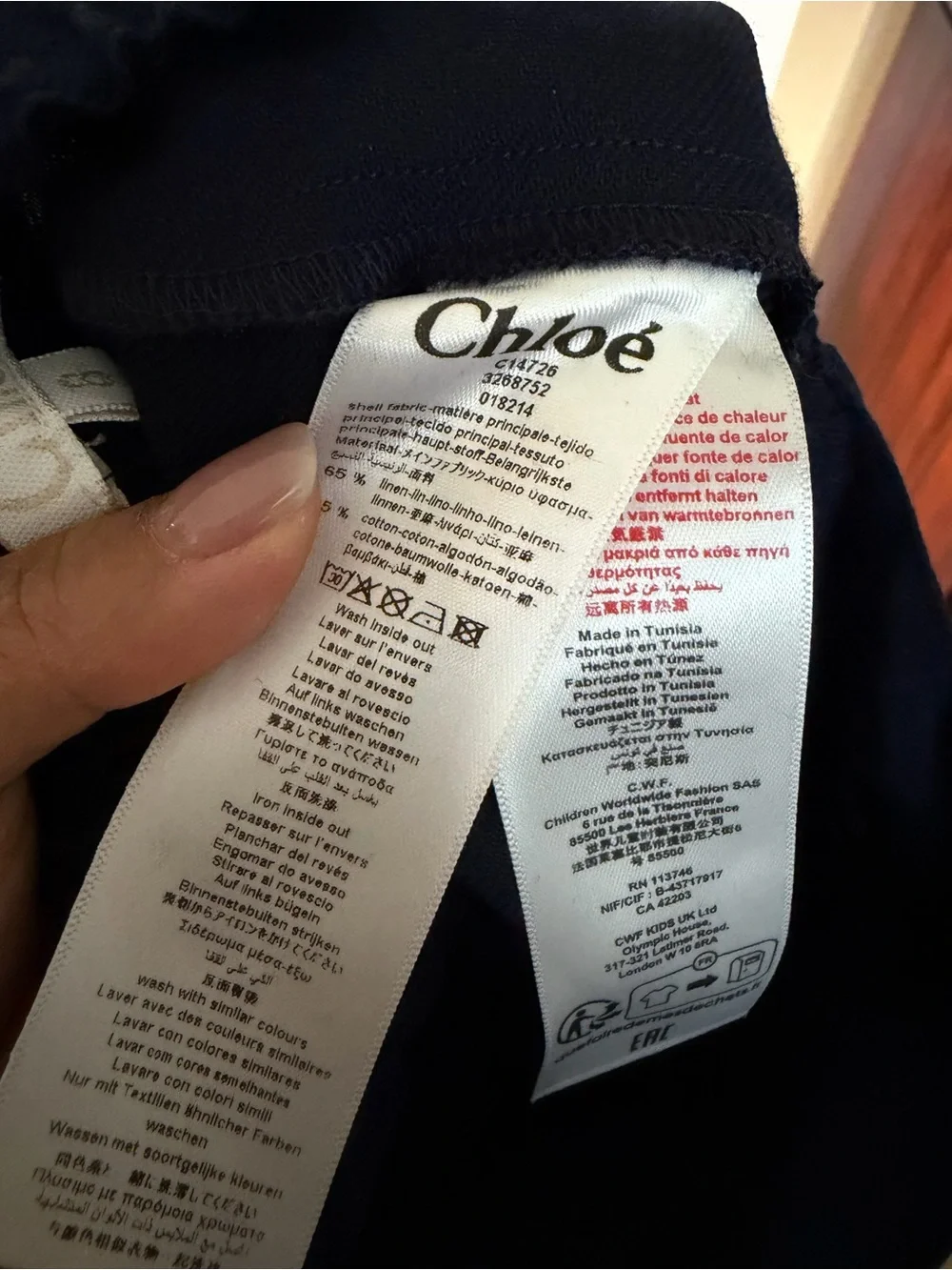 Chlóe Navy linen pants with Contrast White Trim and Waist Tie